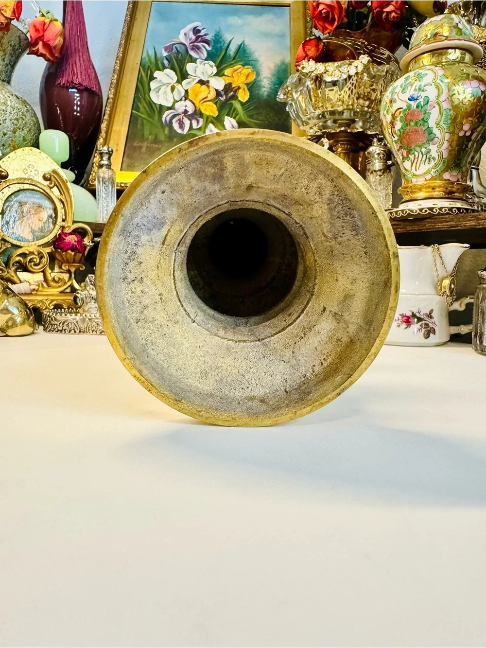 Vintage Mid-Century Modern Turned Brass Candlestick Holder (15